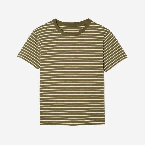 Everlane The Organic Cotton Crew | Uniform Olive Stripe M - Picture 6 of 8